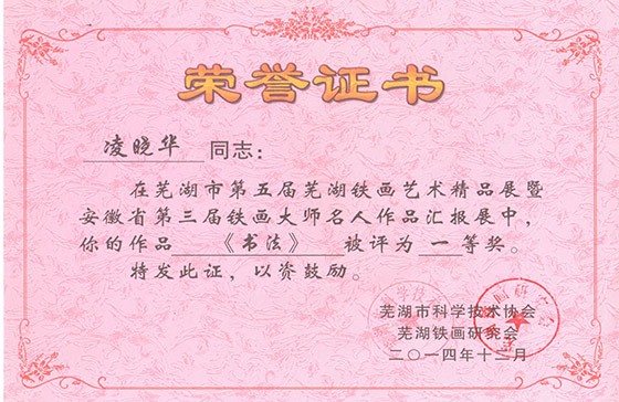 芜湖第三届凌晓华(书法)一等奖