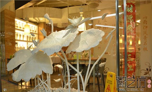 户外立体景观——深圳皖厨酒店立体铁画《荷》 户外立体景观——深圳皖厨酒店立体铁画《荷》