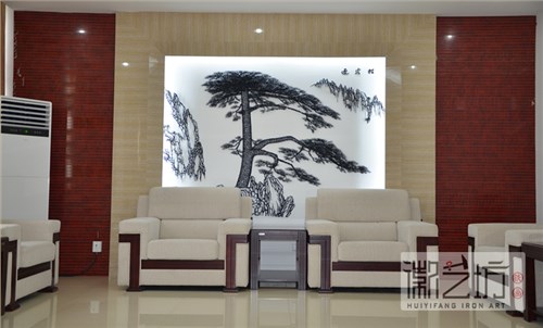 办公室背景墙铁画定制方案及案例展示