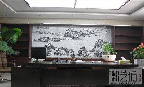 办公室背景墙铁画定制方案及案例展示
