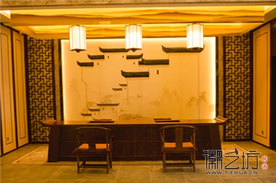 徽艺坊鸠兹古镇绿心谷酒店铁画定制案例 (1)