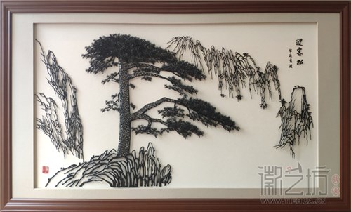 老板办公室背景装饰铁画《迎客松》