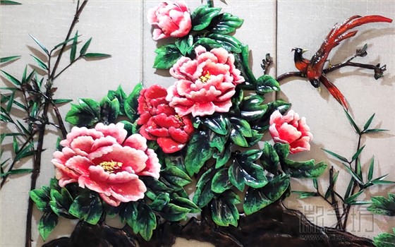 彩色牡丹铁画花开富贵前程似锦-细节图3