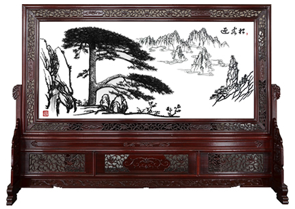 安徽特种电缆定制的迎客松铁画屏风作为送客户开业的礼品