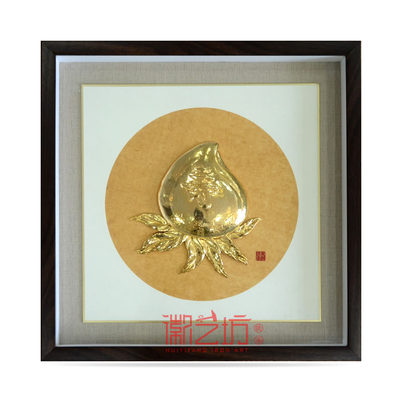 金寿桃芜湖铁画 祝寿送长辈精美礼品 安徽特色手工艺术品