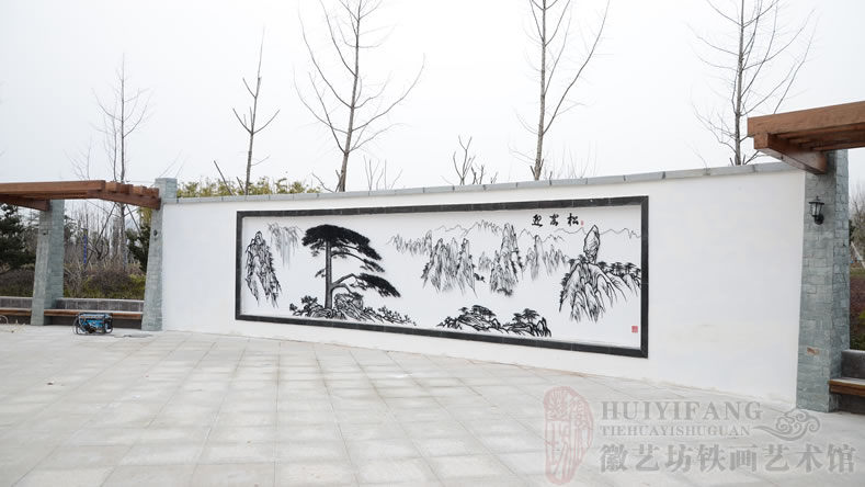 亳州芜湖产业园广场定制的大型户外铁画-迎客松
