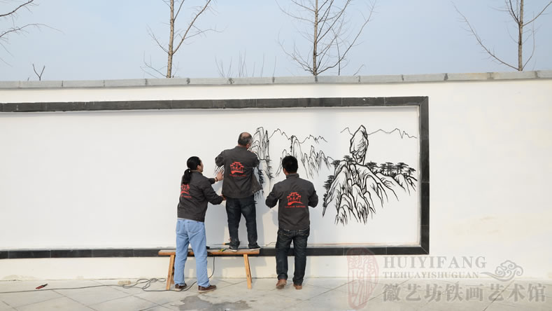 亳州芜湖产业园广场定制的大型户外铁画-迎客松