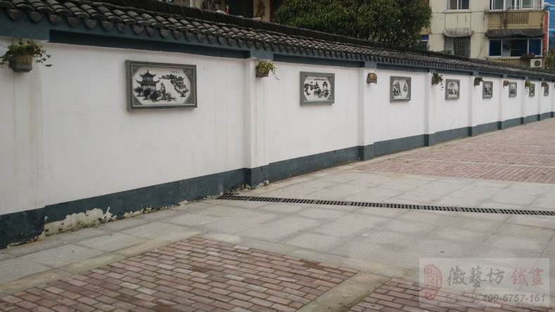 芜湖名校镜湖小学校园文化墙装饰铁画《芜湖十景》