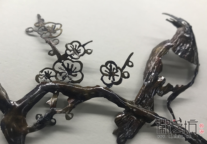 喜上眉梢铁画细节图2