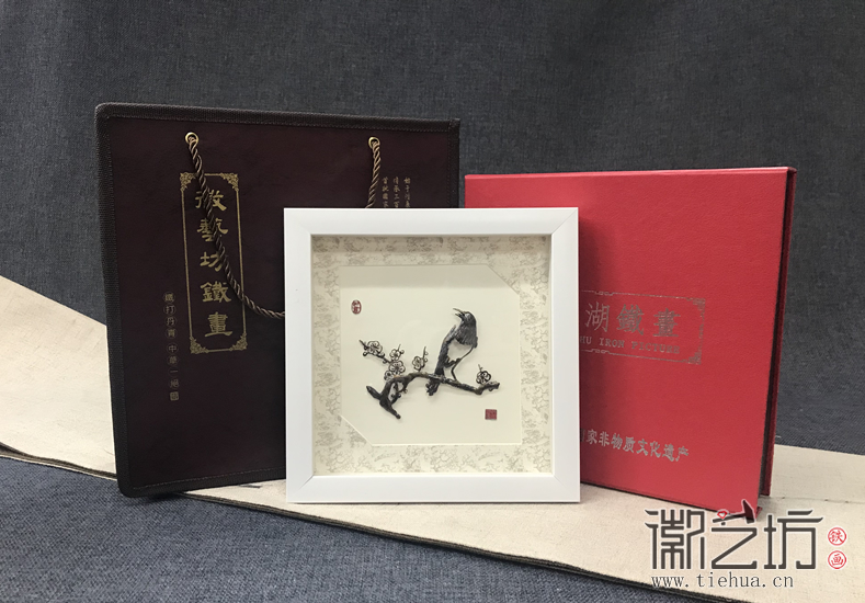 喜上眉梢铁画摆件包装礼盒