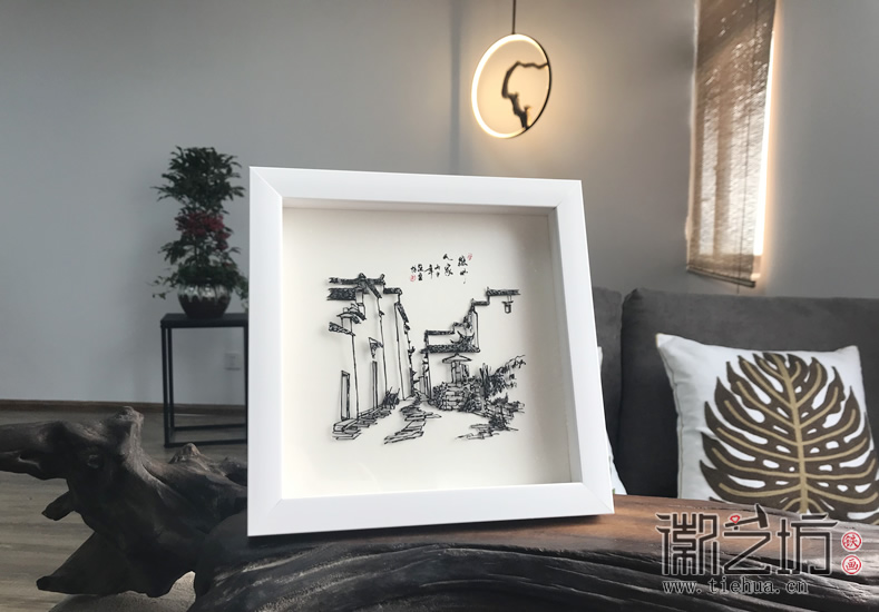 白色经典徽派铁画摆台