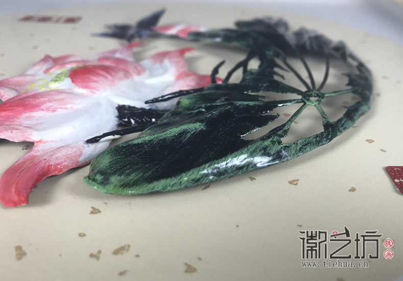 清荷原木框装饰铁画7