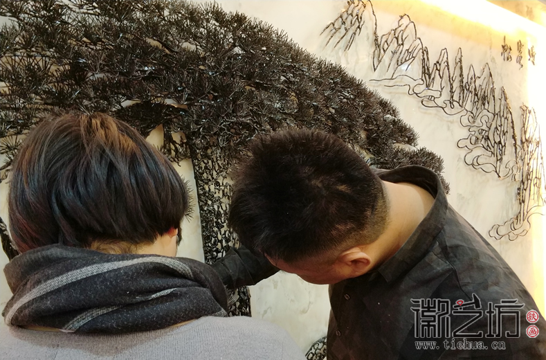 天津海益国际会客厅铁画定制案例 (7)