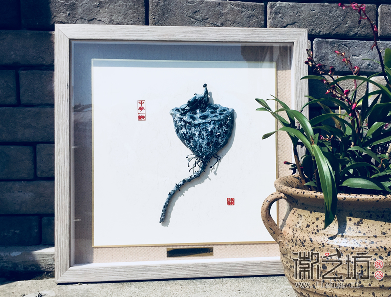 莲  徽艺坊私人定制合作共赢铁画礼品送法国米其林