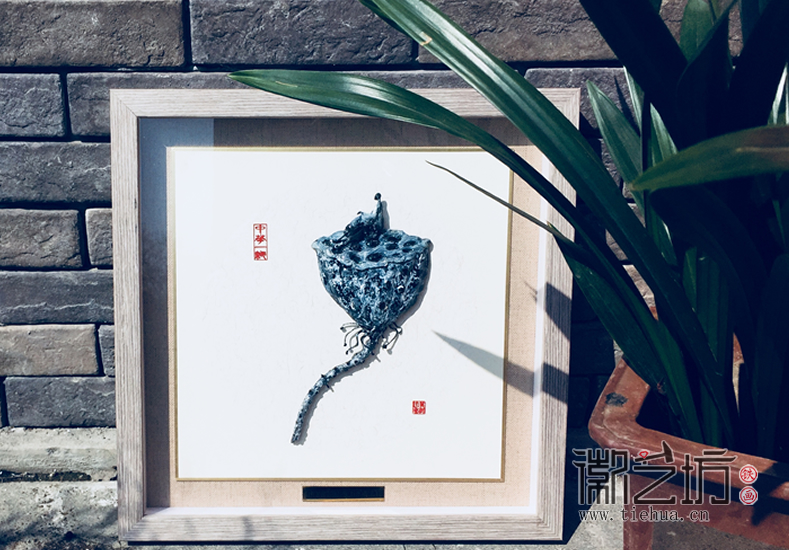 莲  徽艺坊私人定制合作共赢铁画礼品送法国米其林