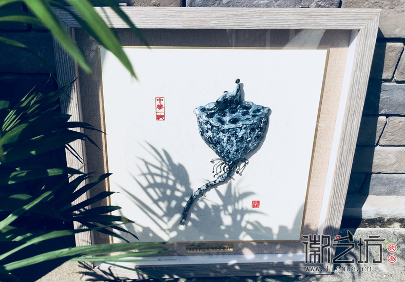 莲  徽艺坊私人定制合作共赢铁画礼品送法国米其林