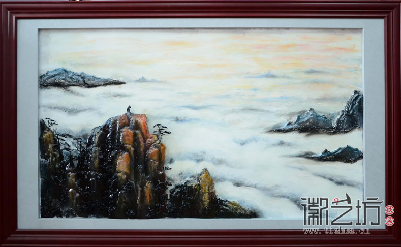 黄山风景彩绘浮雕铁画2