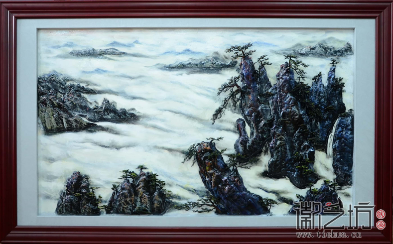 黄山风景彩绘浮雕铁画3