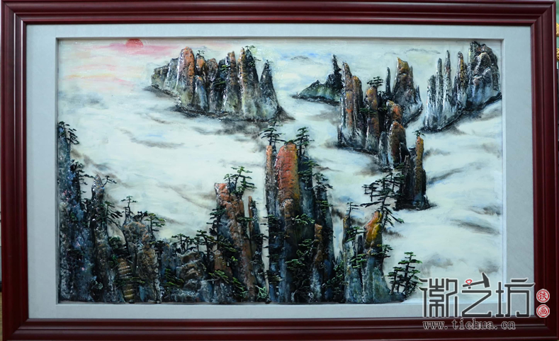 黄山风景彩绘浮雕铁画4