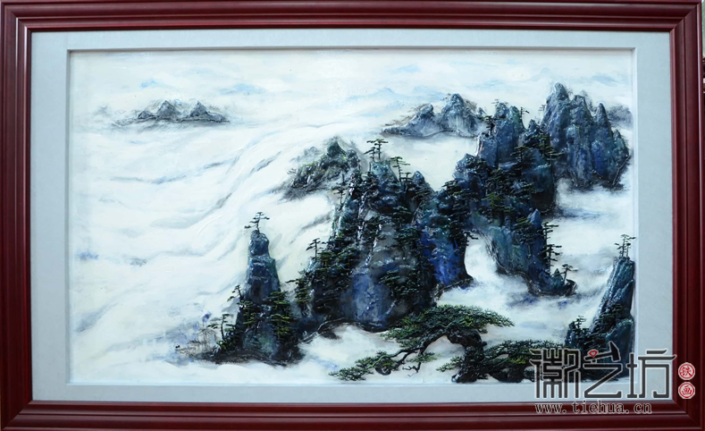黄山风景彩绘浮雕铁画5