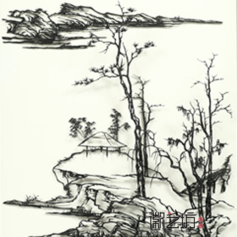 李强作品《倪瓒山水》其二细节图