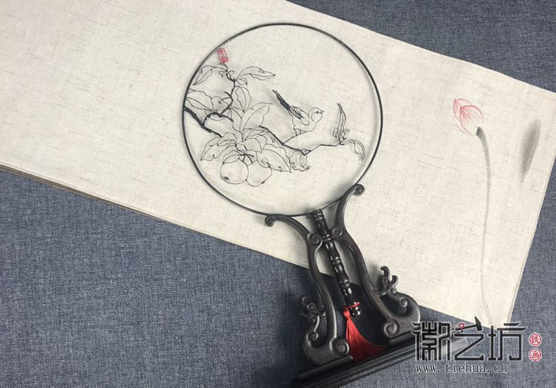 徽艺坊铁画团扇系列——秋知语2