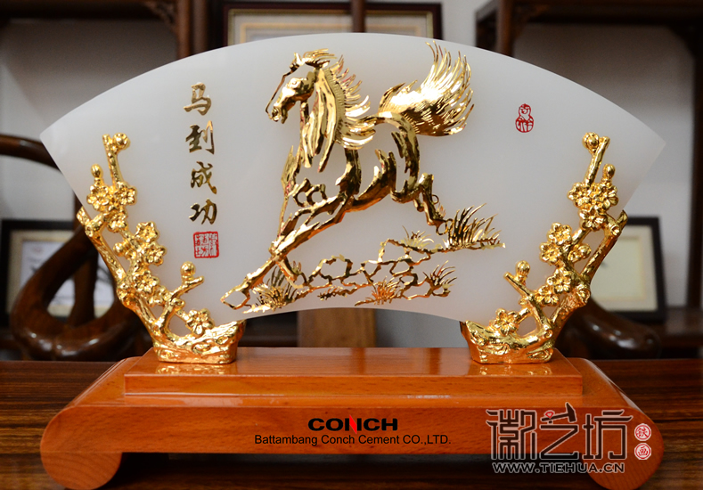 琉璃玉扇形双面金画1