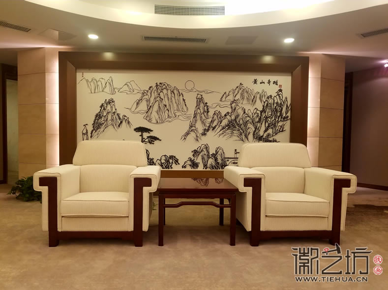 滨湖会展中心接待厅背景墙铁画1