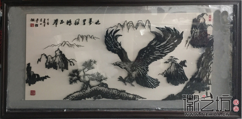 2017.8.2徽艺坊李强新作飞鹰山水铁画《九万里风鹏正举》 (5)