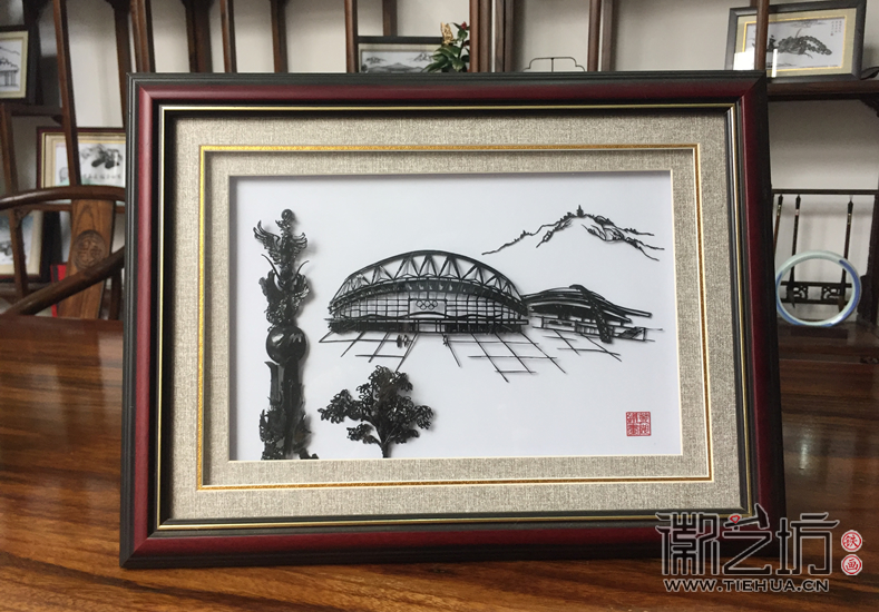 单位对外交流礼品定制芜湖风景铁画