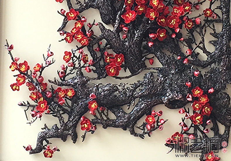 古典竖式铁画屏风《喜鹊报春》细节图2