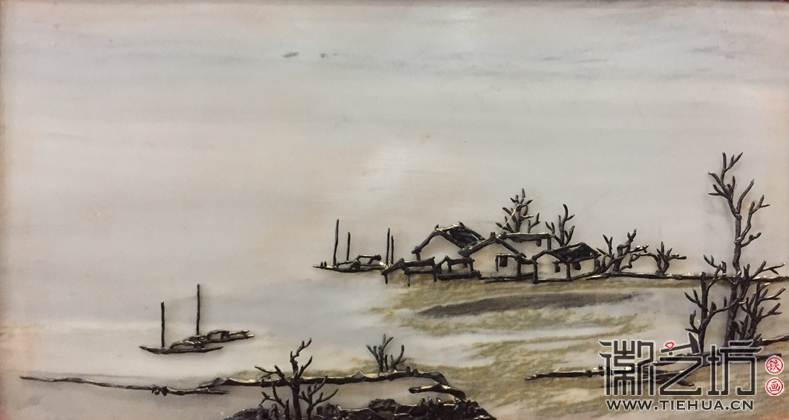 大理石云纹铁画艺术台屏 (1)