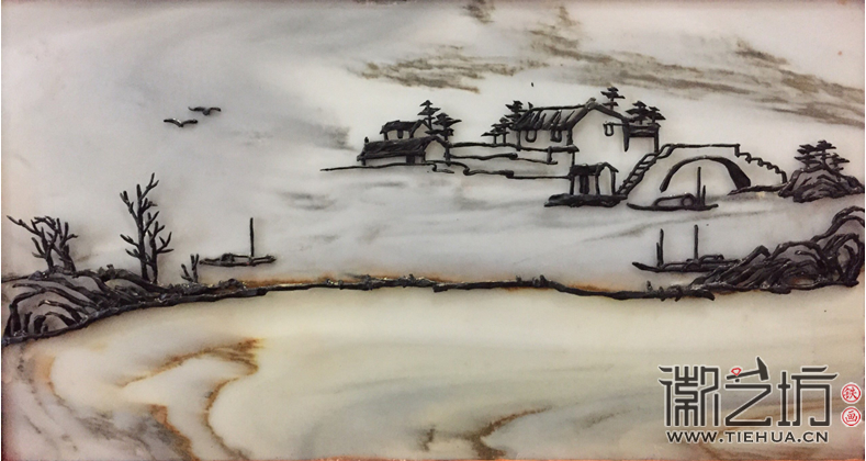 大理石云纹铁画艺术台屏 (2)