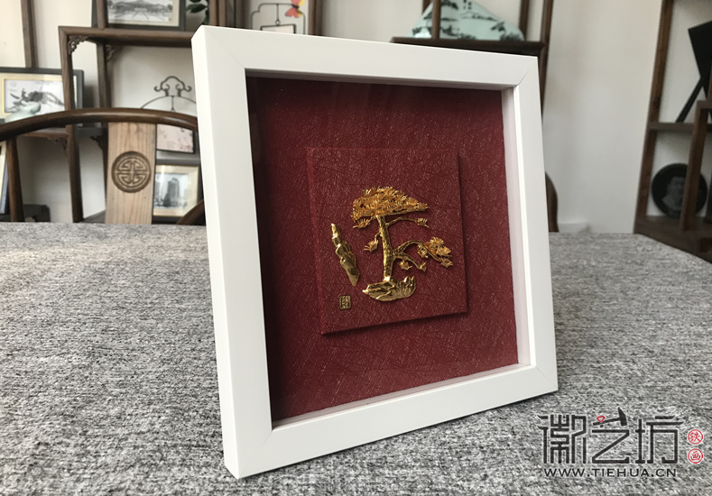 徽艺坊十月上新——拉丝红镀金实木框铁画 (6)