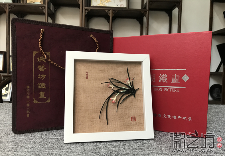 《梅兰竹菊》四君子铁画摆台2