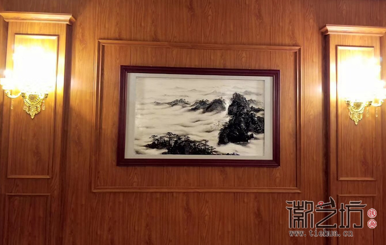 黄山风景 上海宇培国际接待大厅彩绘浅浮雕装饰铁画定制案例