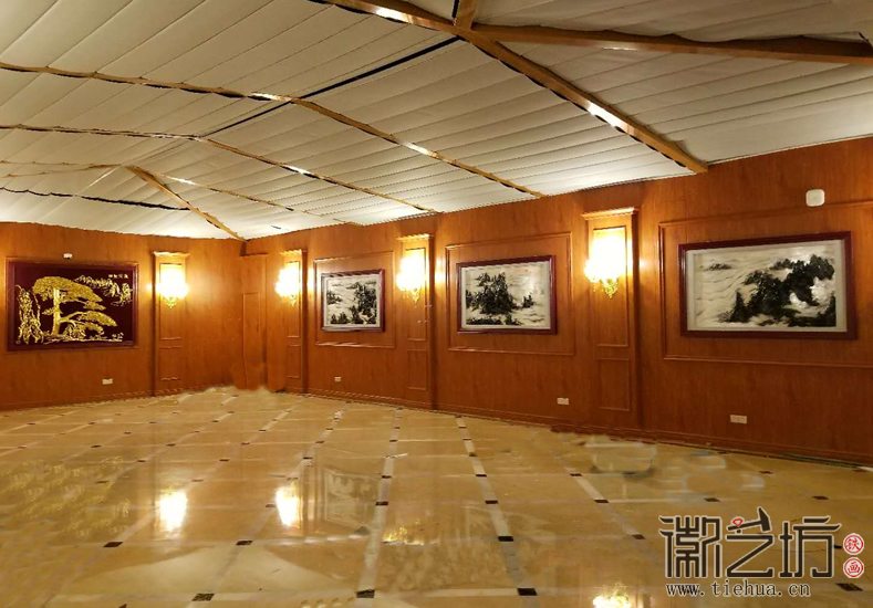 黄山风景 上海宇培国际接待大厅彩绘浅浮雕装饰铁画定制案例